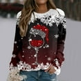 thumbnail image 1 of TIMIFIS Chandail de Noël Surdimensionné pour Femmes, Décontracté et Mignon, Imprimé Flocon de Neige et Verre de Vin Rouge, Col Rond, Chandail à Enfiler, Cadeaux pour Femmes pour Noël, 1 of 5