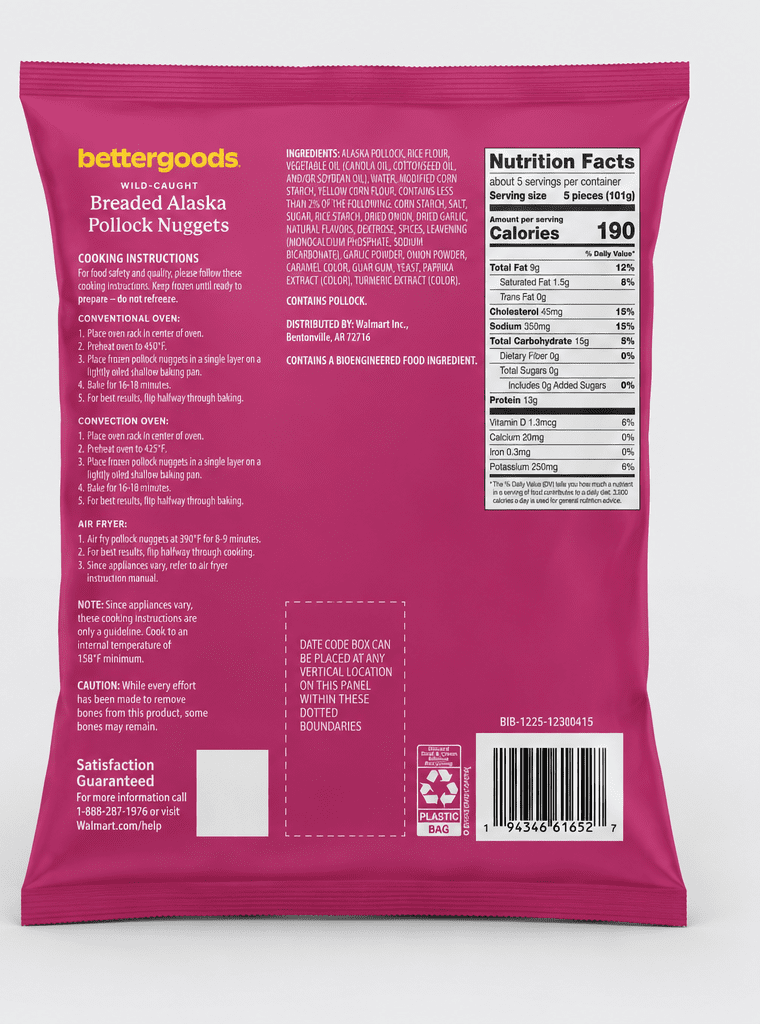 bettergoods Wild-Caught Breaded Alaska Pollock Nuggets, 18 oz