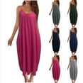 thumbnail image 6 of YanHoo Women's Casual Maxi Dresses 2024 Summer Spaghetti Strap V Neck Sleeveless Floor Length Flowy Dress Solid Loose Beach Long Dress, 6 of 6