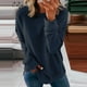 thumbnail image 2 of Gibobby Camisas Para Mujer Elegantes Tops con capucha de cuello redondo de color sólido de manga larga de casual para mujer（Azul marino， M), 2 of 4