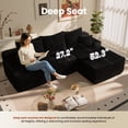 thumbnail image 3 of Ovios Corduroy L-Shaped Sectional Sofa with Chaise, No Assembly Required, Modular Comfy Couch, Black(Right Facing Chaise), 3 of 9