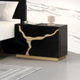 thumbnail image 2 of Furniture of America Deverell Adult Modern 2-Drawer Nightstand with Gold Accents, Black, 2 of 10