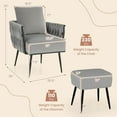 thumbnail image 3 of Gymax Fauteuil d'Appoint Moderne en Velours Hollandais et Pouf, Fauteuil de Détente Simple, Gris, 3 of 10