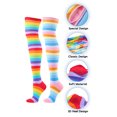 thumbnail image 2 of CutiePlusU Cotton Colorful Rainbow Striped Socks Over Knee Clown Striped Thigh High Stockings Unique Thoughtful Gifts for Men Women and Best Friend, 2 of 5