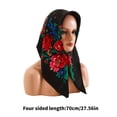 thumbnail image 3 of Ethnic Russian Flower Pattern Head Scarf for Women Bright Colors Big Flower Bandana Square Headwrap for Daily Wear, 3 of 8