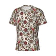 thumbnail image 3 of Yiaed Dark Enchanted Flowers And Birds Print Mens Short Sleeve Tight Fit T-Shirt, Crewneck Casual Tee-3X-Large, 3 of 5