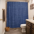 thumbnail image 5 of Xipuska Vintage Navy Blue Shower Curtain - Water Repellent Fabric Shower Curtains Washable, Farmhouse Retro Dark Solid Color Linen Texture Decorative Cloth Bathroom Curtains Modern Bath Decor 72"x78", 5 of 6
