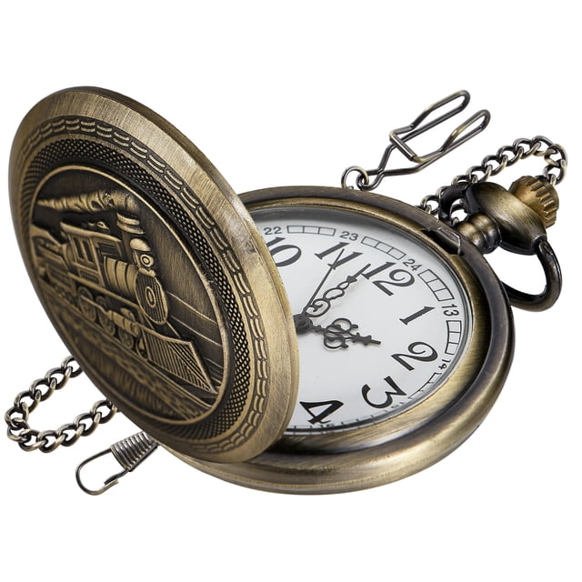 Reloj de bolsillo Realpoo de cuarzo en bronce con esfera analógica y cadena