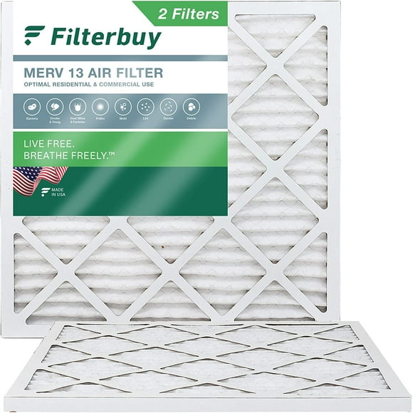 Filterbuy 20x20x1 MERV 13 Pleated HVAC AC Furnace Air Filters (2-Pack)