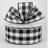 2.5" X 50yd Wired Woven Buffalo Plaid -wired edge (Black/White)TR93340-117