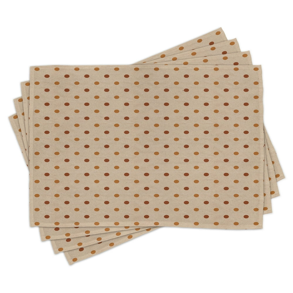 Tan Placemats Set of 4 Classical Old Fashioned Pattern of Polka Dots in