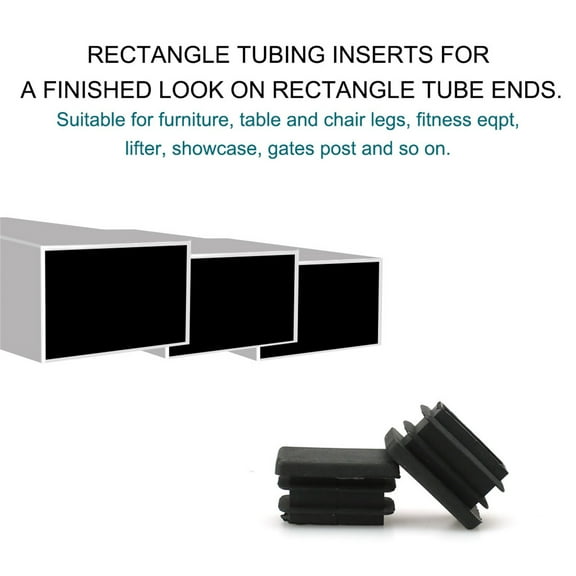 Unique Bargains Plastic Home Rectangle Furniture Chair Seats Foot Leg Tube Insert Cap 15pcs Black