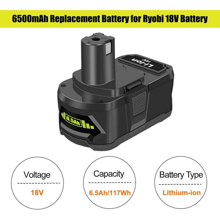 18V 6.5Ah P193 Battery Replacement for 18V PBP007 P193 6Ah P108 P197 P192 PBP005 4Ah High Capacity Battery Compatible with Ryobi 18V One Lithium HP Cordless Power Tools Battery Walmart