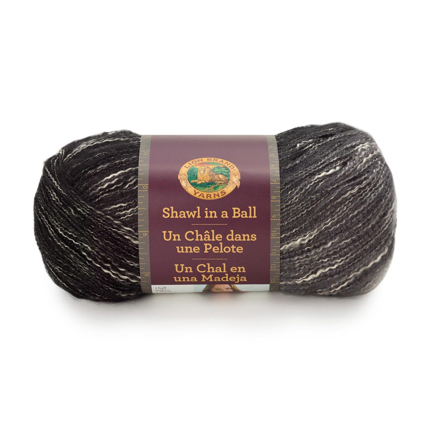 Lion Brand Shawl in a Ball Cotton & Acrylic Feng Shui Grey Yarn, 518 Yd...