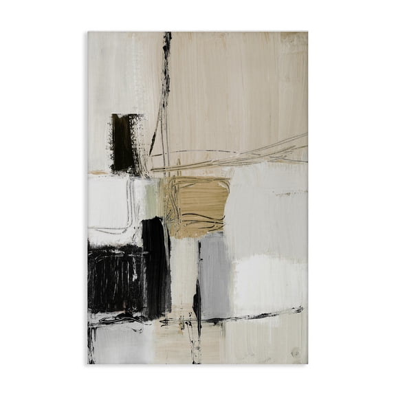 Stupell Industries Beige Organic Shapes Collage Abstract Painting Wrapped Canvas Art Print Wall Art, 16 x 24