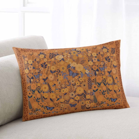 Boho Yellow Flowers Throw Pillow Covers, Spring Abstract Watercolor Floral Leaf Soft Breathable Pillow Cases with Invisible Zipper, Small Pillowcases for Couch Bed Sofa Chair 16x24 Inches