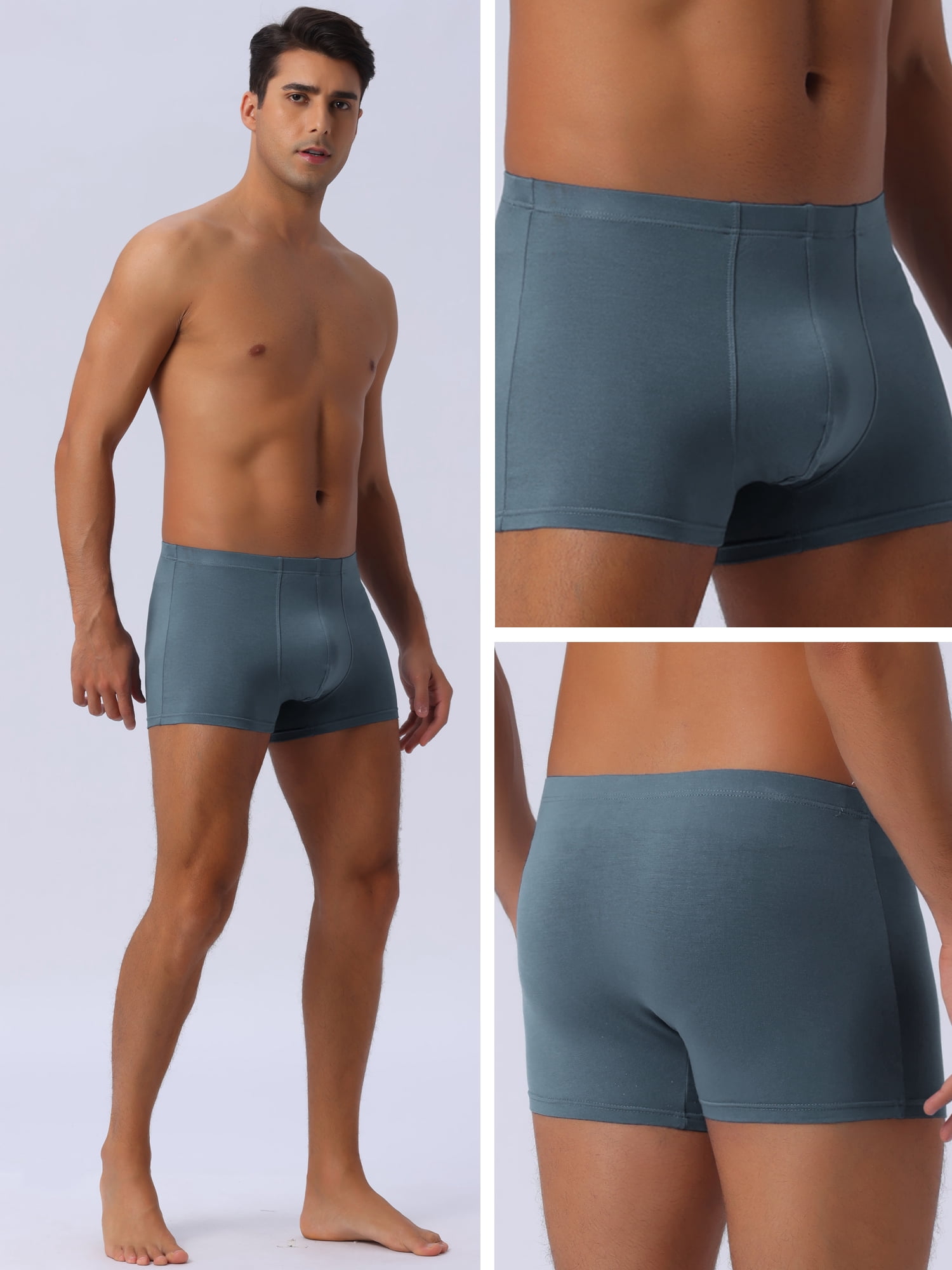DARING DIVA Men's Regular Fit Soft Comfortable Solid Color Basic Boxer Briefs 32 Dark Gray