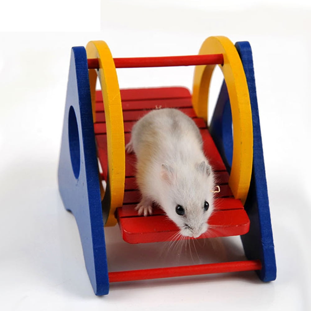 Pet Hamster Toy Seesaw Wooden Animal Exercise Cage Toy Practical and Portable HS 