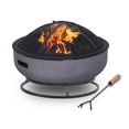 thumbnail image 7 of Afterglow Round Terrafab Wood Burning Fire Pit with Safe Spark Screen and Poker, Light Gray, 7 of 7