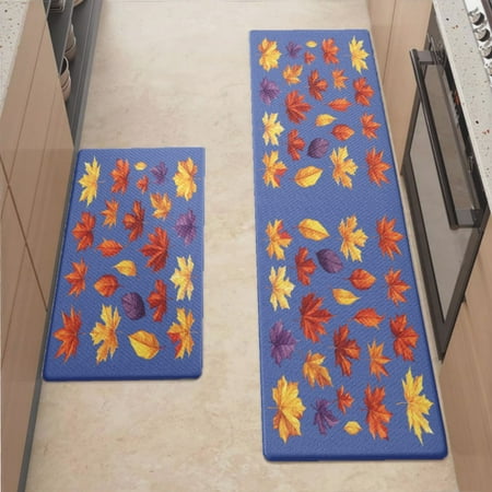 

Anti Fatigue Kitchen Mat Maple Leafs Kitchen Rugs Non Slip Cushioned Standing Mat for Sink Floor Laundry Office Desk Ultra 17.3 x 70.8