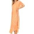 thumbnail image 4 of Sakkas Lila Freckled Dyed Cap Sleeve Scoopneck Long Caftan Dress / Cover Up - Salmon - One Size, 4 of 5