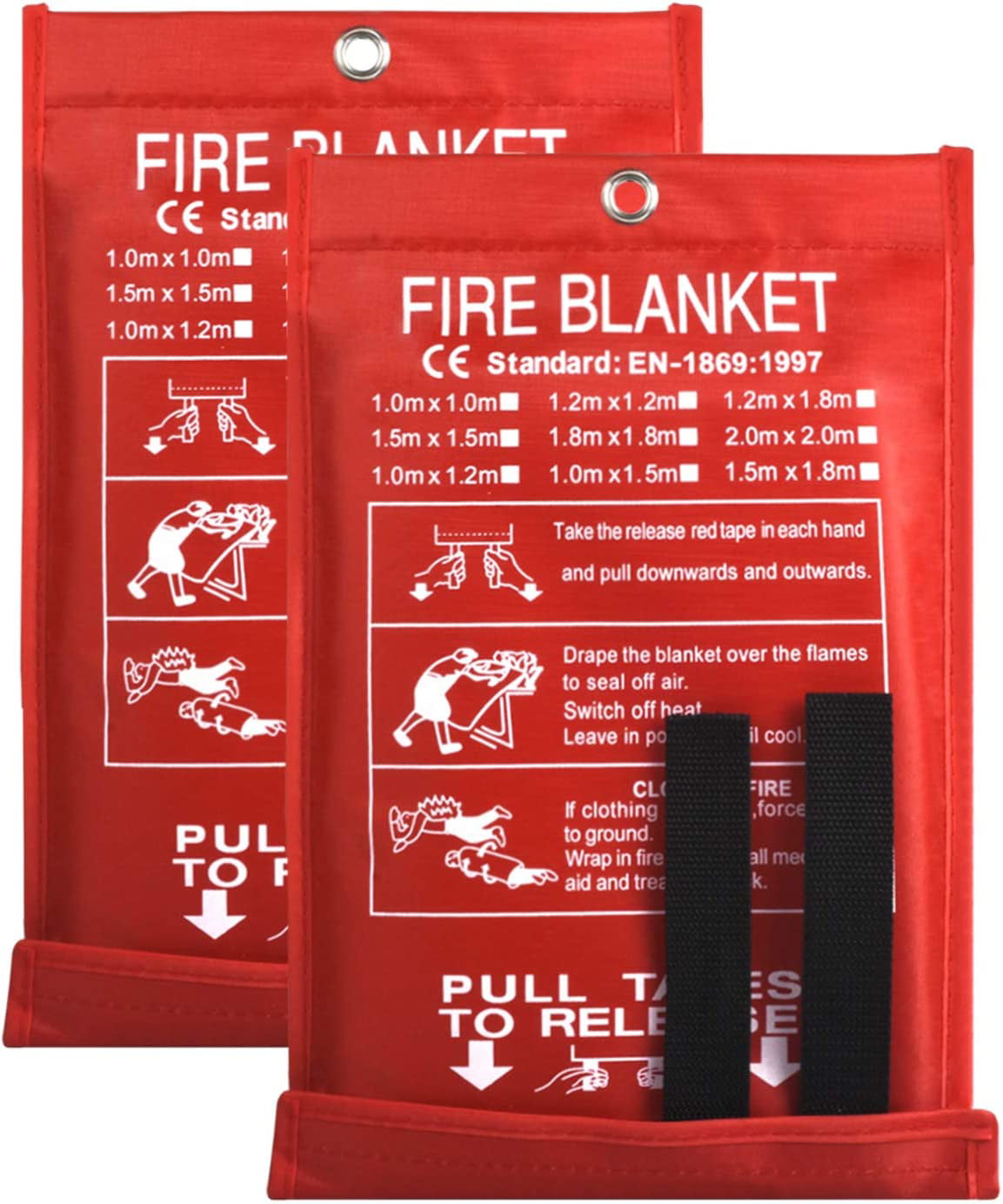 fire Places Fire Suppression for Kitchen Cars Schools Emergency fire Blankets.Flame Retardant Safety Blanket 2 Pack with Free Hangers Emergency Fire Blankets 