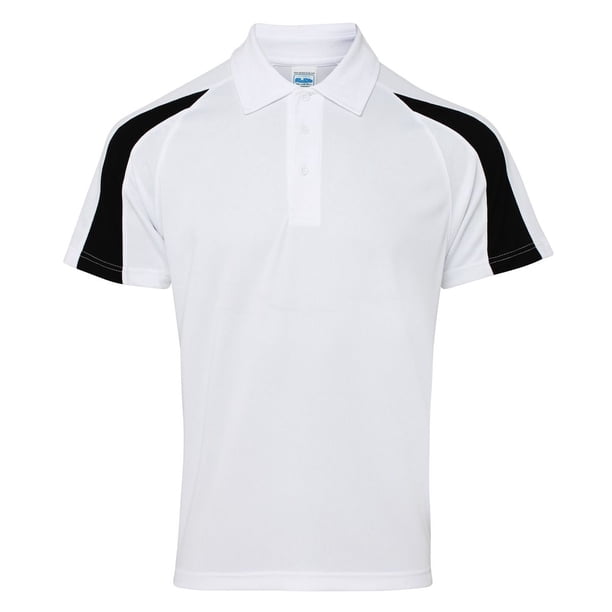 AWDis Just Cool - Polo transpirable de manga corta con franjasen contraste Hombre caballero - Verano/Deporte (Blanco/negro) Awdis UTRW3479_arcticwhitejetblack