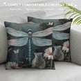 thumbnail image 3 of Decorative Throw Pillow Covers Square Pillow Cases Dragonfly Flower Throw Pillow Covers Soft Cushion Cover Double Sided Plush Pillow Covers for Couch Sofa Bed Home Decor, 3 of 5