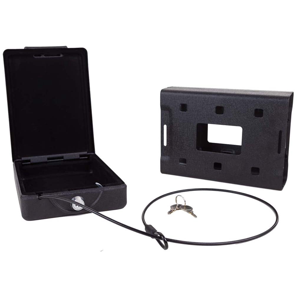 Bulldog Cases Heavy Duty Steel Gun Case, Black, 11.3" x 6.9" x 2.5", Mounting Bracket & Cable