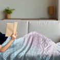 thumbnail image 3 of Afghan Soft Flannel Fleece Throw Blanket, Geometric Shapes with Triangles Rhombuses and Herringbone Zigzag Stripes, Cozy Plush for Indoor and Outdoor Use, 70" x 90", Lilac and Pale Blue, by Ambesonne, 3 of 5
