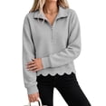LNZGNM Basic Sweatshirts for Women Long Sleeve Stand Collar Half Zip ...