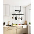thumbnail image 3 of Hanging Pot Rack, Pot Hanger for Kitchen, Ceiling Mounted Pot Holder, Cookware Organizer with 12 S-Shaped Hooks, for Pot, Pan Storage, Space-Saving, Charcoal Black and Black, 3 of 16