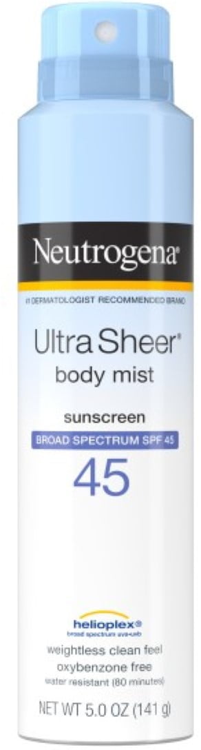 Neutrogena Ultra Sheer Body Mist Full Sunscreen Spray SPF 45 5 oz (Pack of 2) - Walmart.com