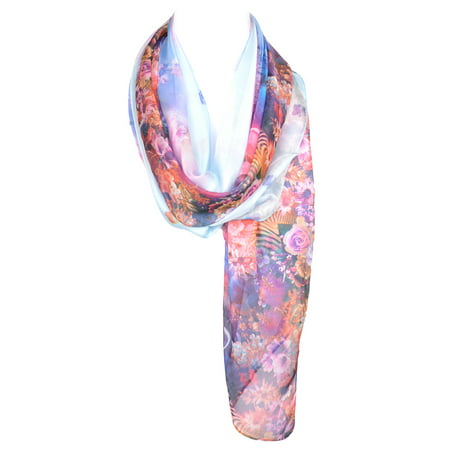 Blue Scarfs for Women Casual Floral Neck Scarfs for Winter Soft Fashion Shawl Wrap Warm and Summer Cozy Spring Scarves for Ladies Girls Fashion Accessory Gift Ideas by Oussum