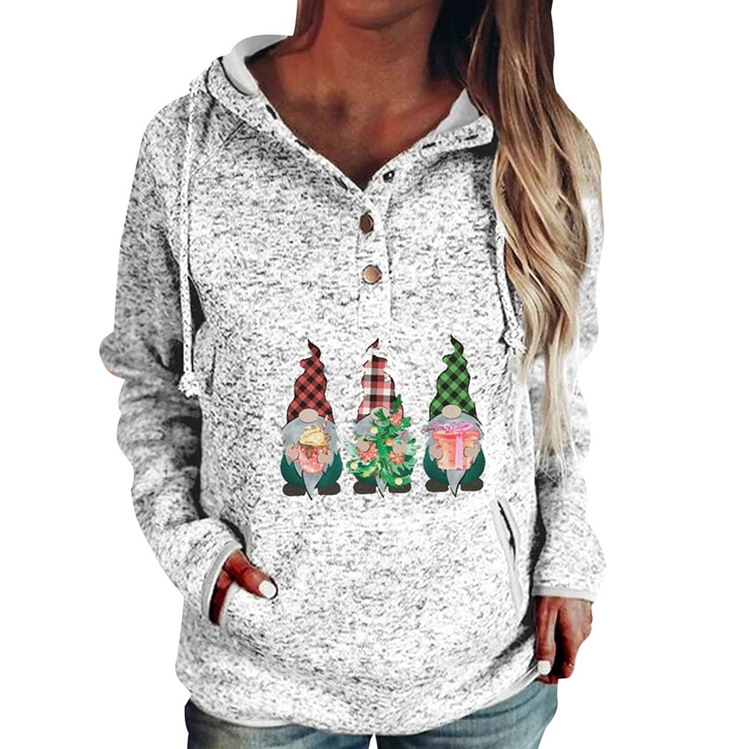 Christmas Women Pullover Hooded Pocket 