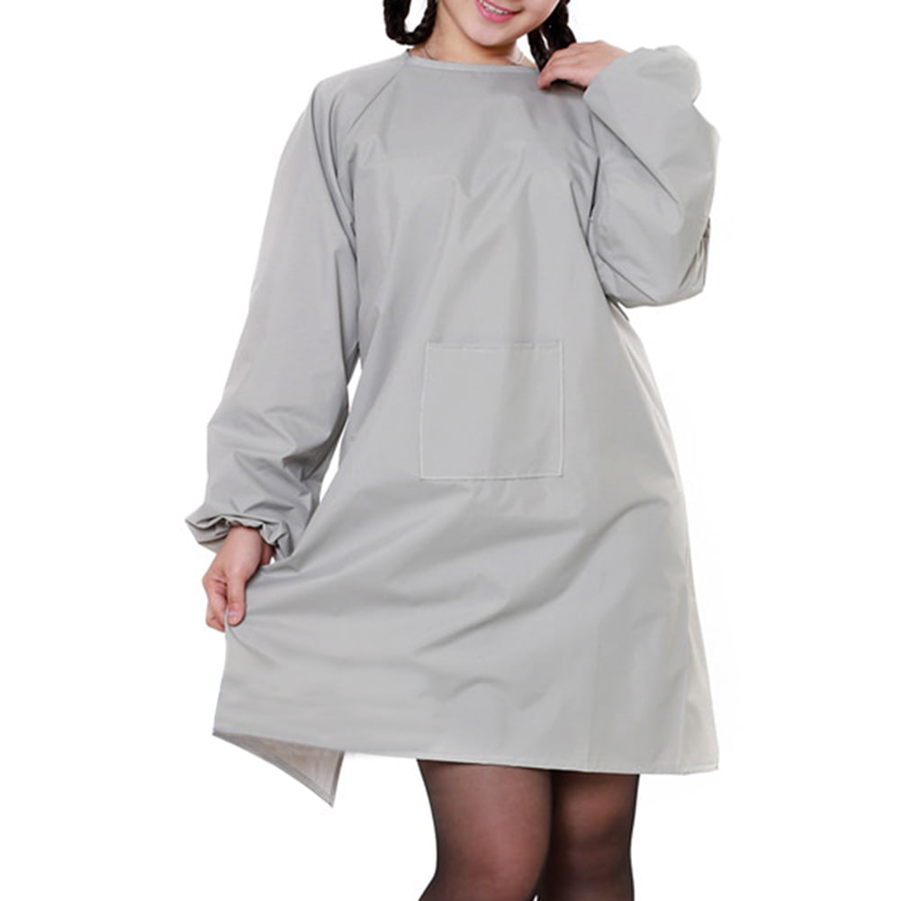 Opromo Womens' Long Sleeved Waterproof Apron Smock with Front Pocket ...