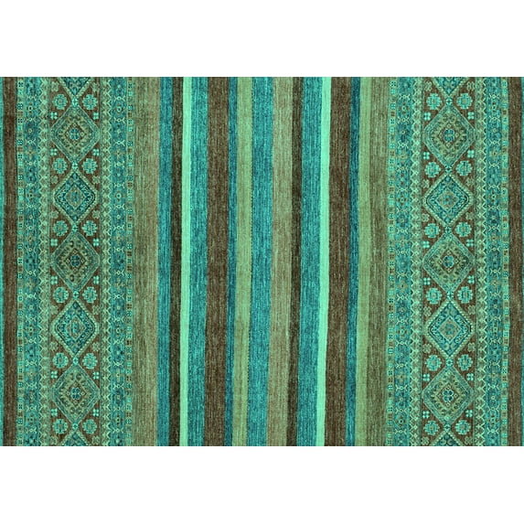 Ahgly Company Indoor Rectangle Abstract Turquoise Blue Modern Area Rugs, 7' x 9'