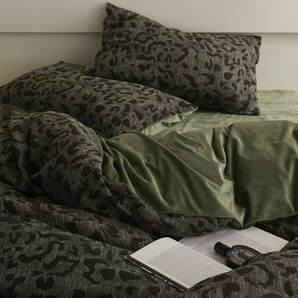 Xiao Hua Juego de sábanas, juego de sábanas y fundas de almohada, juego de cama individual, ropa de cama de hotel, decoración del hogar (verde)