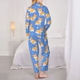 thumbnail image 3 of Pajama Sets for Women 2 Pcs, Kawaii Corgi Button Down Long Sleeve Sleepwear Lounge PJ Sets, 3 of 6
