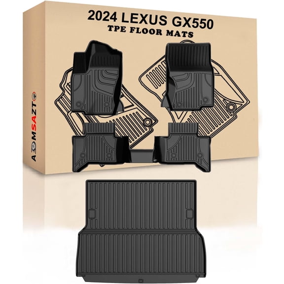 IKABEVEM Floor Mats & Cargo Line Fit for 2024 Lexus GX550 | Toyota Land Cruiser 5 Seat - All Weather TPE Waterproof Anti-Slip Floor Liner and Trunk Mat - Car Mat Set for 2024 GX550 Accessories, Black