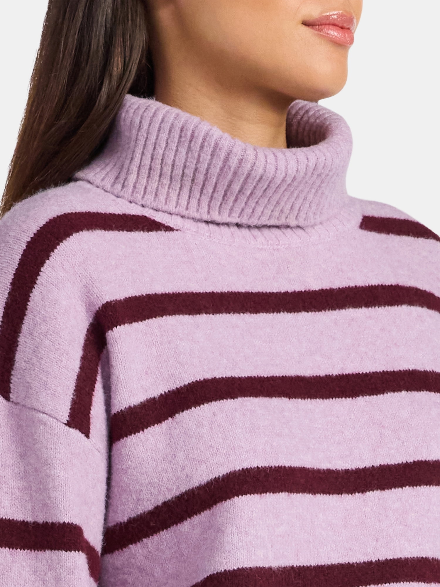 Time and Tru Women's Chunky Turtleneck Pullover Sweater with Long Sleeves, Mid-weight, Sizes XS-XXXL