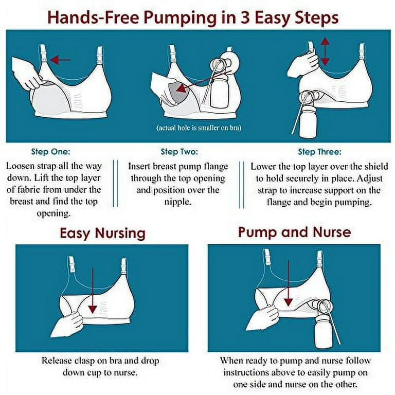 Seamless Pump&Nurse Nursing Cami and Hands Free Pumping Bra, Nude L 