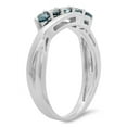 thumbnail image 2 of Dazzlingrock Collection 0.35 Carat (ctw) 925 Sterling Silver Round Blue Diamond Bridal Five Stone Wedding Band 1/3 CT, Size 5.5, 2 of 4