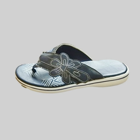 

LnjYIGJ Women s Slippers Women s Shoes Flat Low-heeled Floral Flip Flops Sandals Casual Beach Slippers