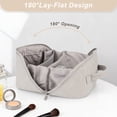 thumbnail image 3 of Gynky Large Travel Makeup Bag for Women - Waterproof Cosmetic Bag, Flat Open Toiletry Bag with Ample Space for Skincare, Brushes & Travel Essentials, Portable Design（Gray）, 3 of 7