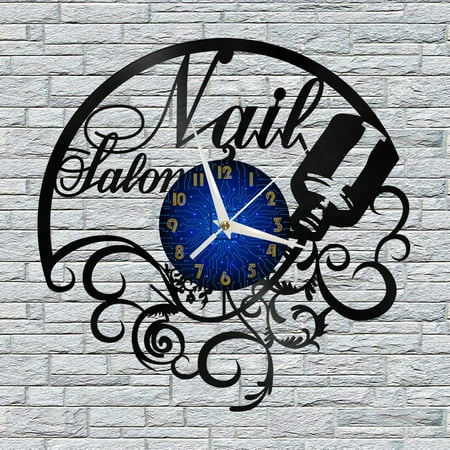 Nail Salon Decoration 12 Inch Vinyl Record Wall Clock - Silent, Creative, and Unique Clock for Living Room, Entryway, or Bedroom Decor - Perfect Gift Idea(12 inchs B)