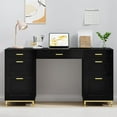 thumbnail image 6 of DreamCurship 57" Computer Desk with Storage, Black and Gold with 7 Drawers, Executive Desk with File Drawers, Home Office Desk for Home Office, White and Gold, 6 of 6