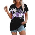 thumbnail image 4 of bnaln Womens Summer Tops Trendy Short Sleeve Tshirts Floral Boho Shirts V Neck T Shirts Elegant Flowy Tunic Tops Fashion Loose Fit Pullover Y2K Going Out Tops Holiday Tees, 4 of 4