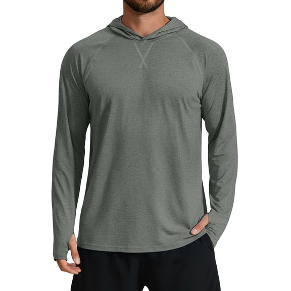 COOFANDY Men Long Sleeve Fishing Sun Hoodie Shirt Lightweight UPF 50 Sunshirts Quick Dry Rash Guard Sun Protection Shirts