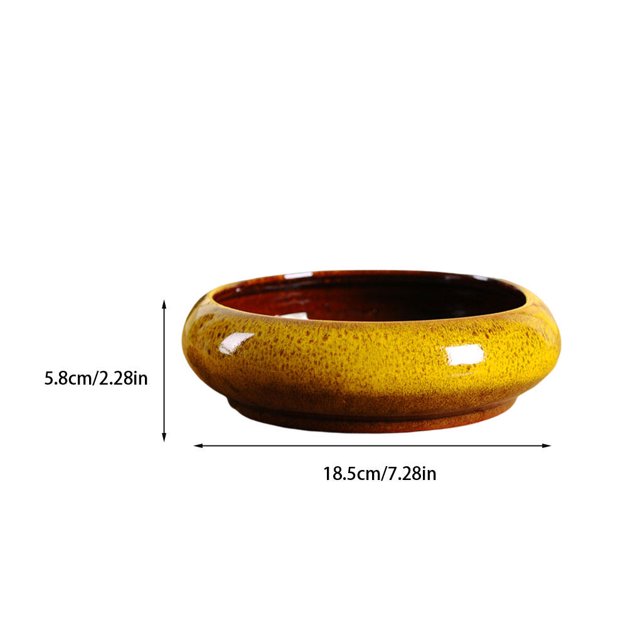 Flower Pot Ceramic Pots Hydroponic Planter Retro Style Exquisite Ceramic Succulent Containers Glazed Shadow Large Diameter for Home Supplies Yellow